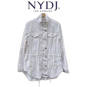 NYDJ White Linen Jacket with Drawstring Waist Ladies Size Small Coastal Vacation
